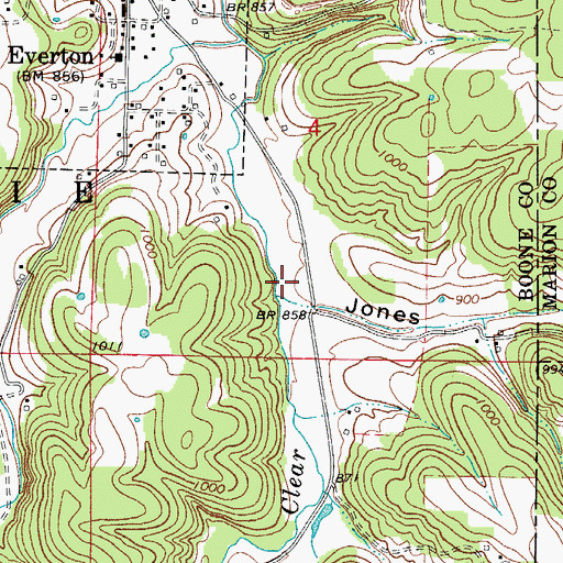 Topographic Map of Jones Hollow, AR