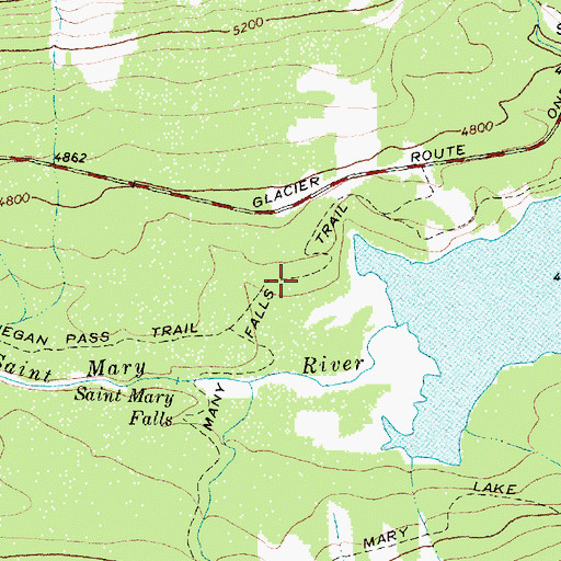 Topographic Map of Many Falls Trail, MT