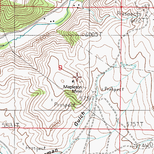 Topographic Map of Mapleton Mine, MT