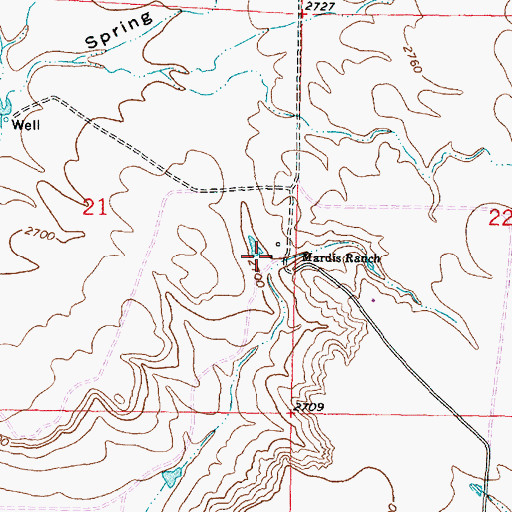 Topographic Map of Mardis Ranch, MT