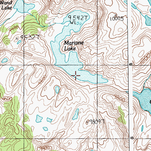Topographic Map of Mariane Lake, MT