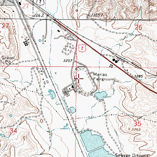 Topographic Map of Marias Fairground, MT