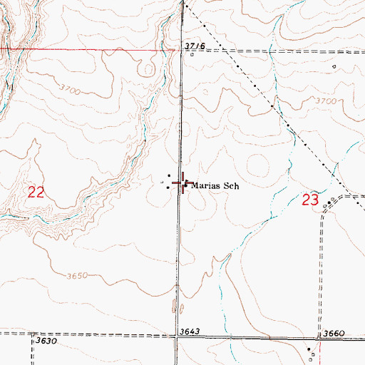 Topographic Map of Marias School (historical), MT