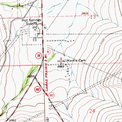 Topographic Map of Markle Cemetery, MT