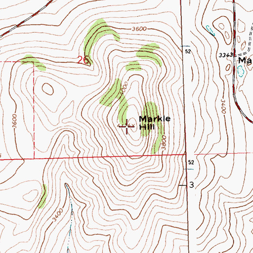 Topographic Map of Markle Hill, MT