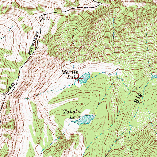 Topographic Map of Martin Lake, MT