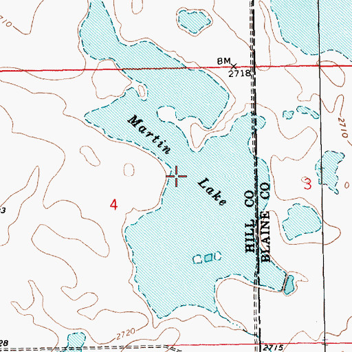 Topographic Map of Martin Lake, MT