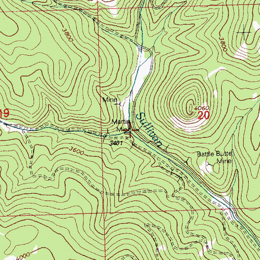 Topographic Map of Martin Mine, MT