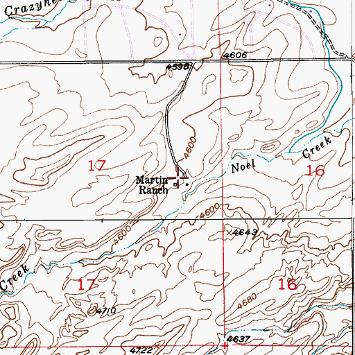 Topographic Map of Martin Ranch, MT