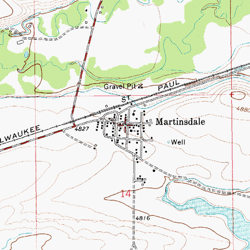Topographic Map of Martinsdale, MT