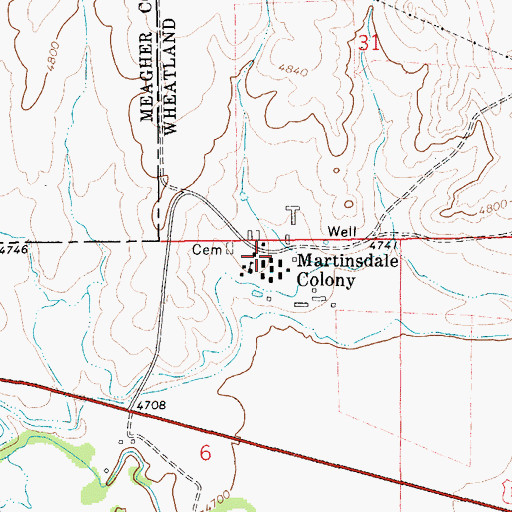 Topographic Map of Martinsdale Colony, MT