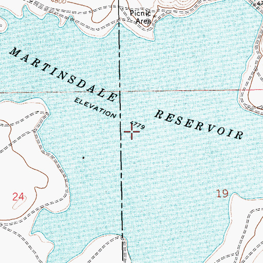 Topographic Map of Martinsdale Reservoir, MT