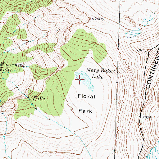 Topographic Map of Mary Baker Lake, MT