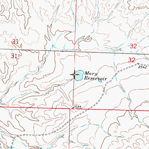 Topographic Map of Mary Reservoir, MT