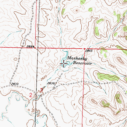 Topographic Map of Mashesky Reservoir, MT