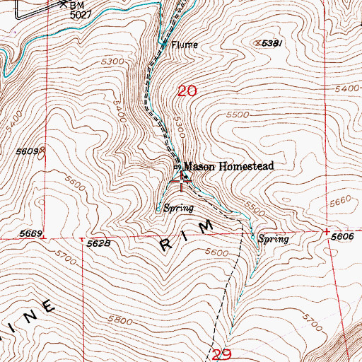 Topographic Map of Mason Homestead, MT
