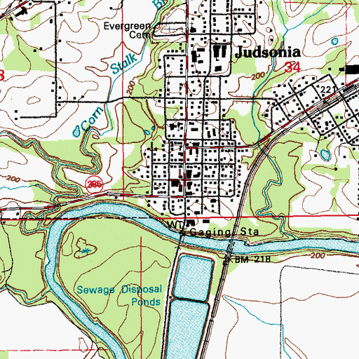 Topographic Map of Judsonia, AR