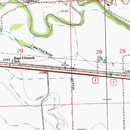 Topographic Map of Matheson Ditch, MT