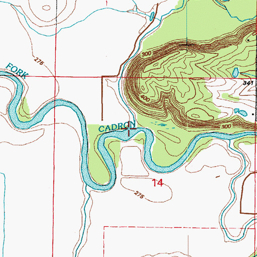 Topographic Map of Kaney Creek, AR