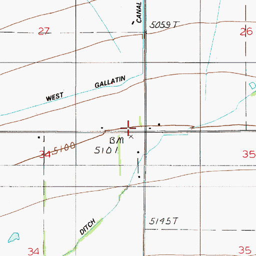 Topographic Map of Matthews, MT