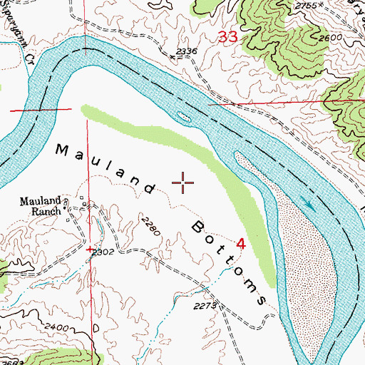 Topographic Map of Mauland Bottoms, MT