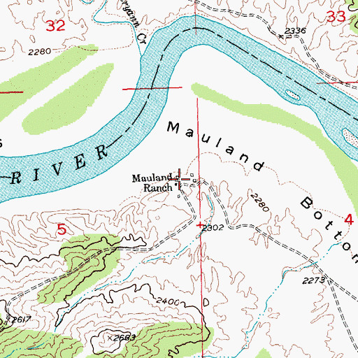 Topographic Map of Mauland Ranch, MT