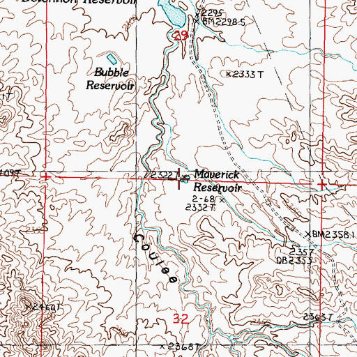 Topographic Map of Maverick Reservoir, MT