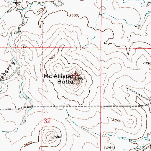 Topographic Map of Mc Allister Butte, MT