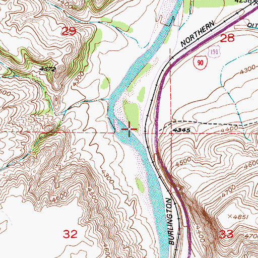 Topographic Map of McAdows Canyon, MT