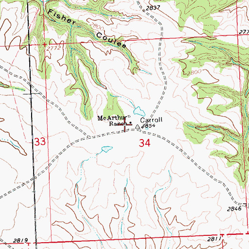 Topographic Map of McArthur Ranch, MT