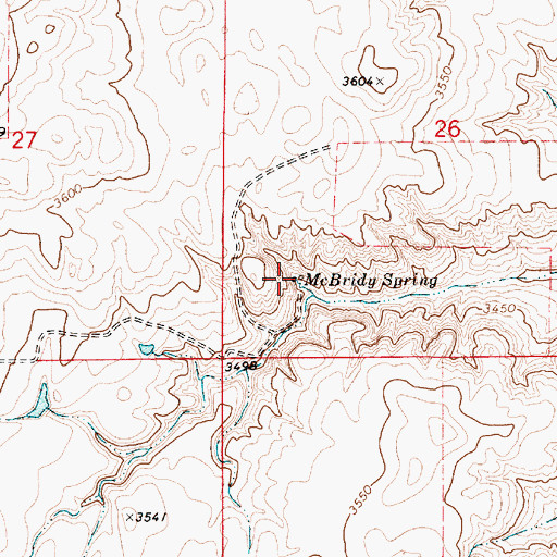 Topographic Map of McBridy Spring, MT