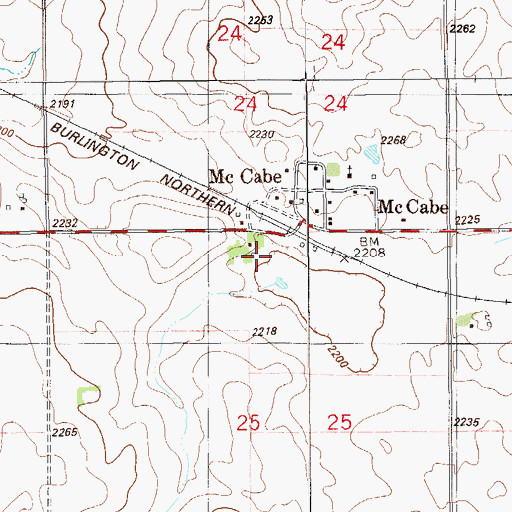 Topographic Map of McCabe, MT