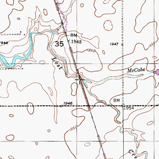 Topographic Map of McCabe Creek, MT