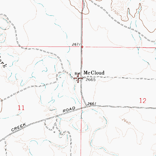Topographic Map of McCloud, MT