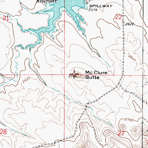 Topographic Map of McClure Butte, MT