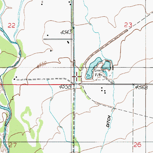 Topographic Map of McCullough Ditch, MT