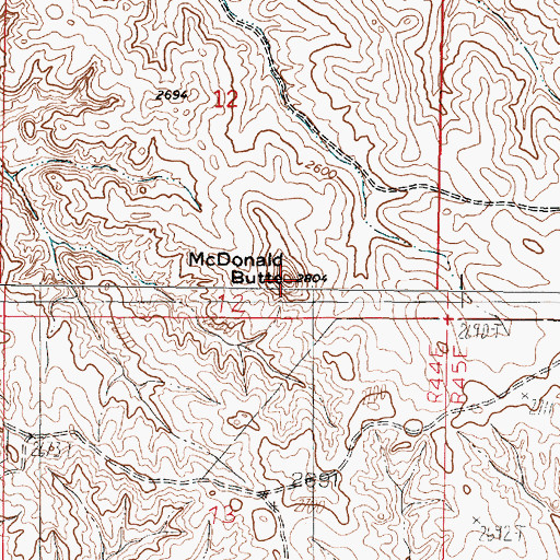 Topographic Map of McDonald Butte, MT
