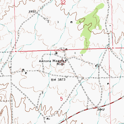 Topographic Map of Arizona Magma Mine, AZ