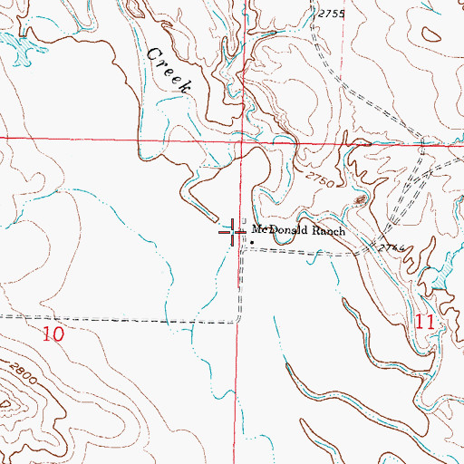 Topographic Map of McDonald Ranch, MT