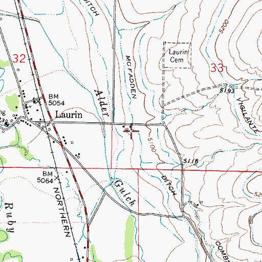 Topographic Map of McFadden Ditch, MT