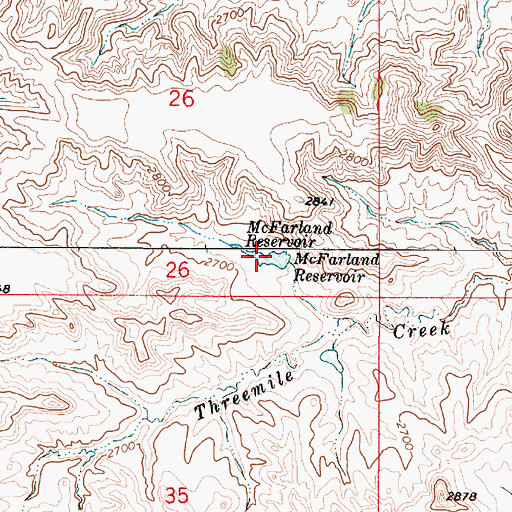 Topographic Map of McFarland Reservoir, MT