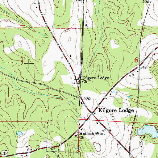 Topographic Map of Kilgore Lodge Church, AR