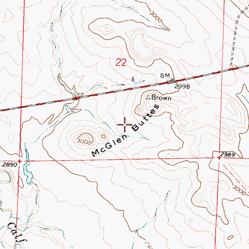 Topographic Map of McGlen Buttes, MT