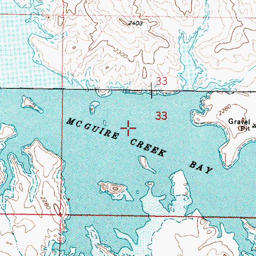 Topographic Map of McGuire Creek Bay, MT