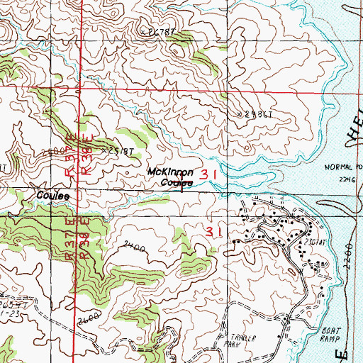 Topographic Map of McKinnon Coulee, MT