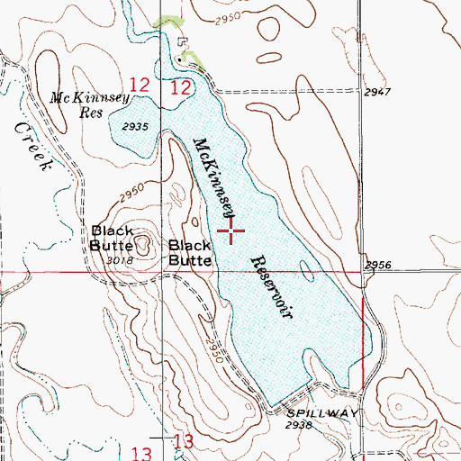 Topographic Map of McKinnsey Reservoir, MT