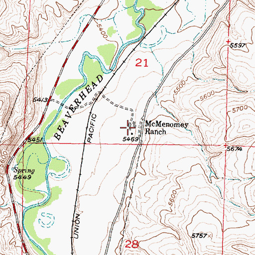 Topographic Map of McMenomey Ranch, MT