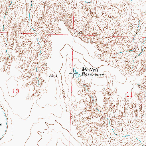 Topographic Map of McNeil Reservoir, MT