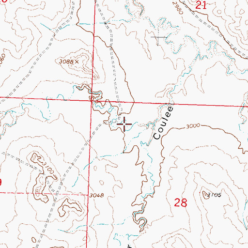 Topographic Map of McWilliams Coulee, MT
