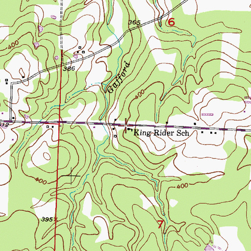 Topographic Map of King Rider School, AR